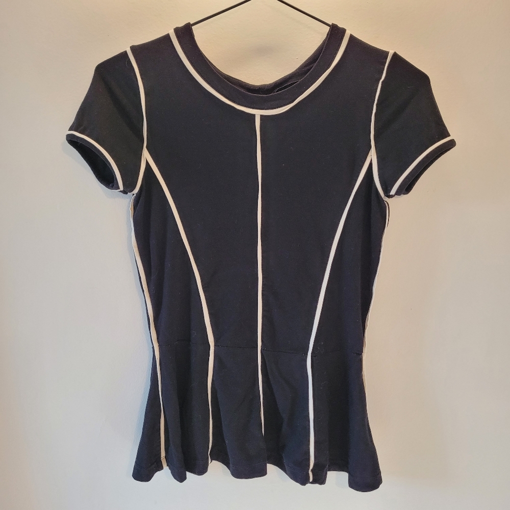 Isabel de Pedro Black and White Short Sleeve Top - Size 4